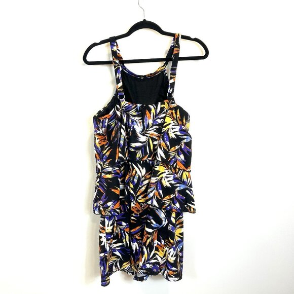 Fit 4 U A288587 20W Printed Hi-Neck Double Tiered Romper Swimsuit One Piece - Picture 5 of 11